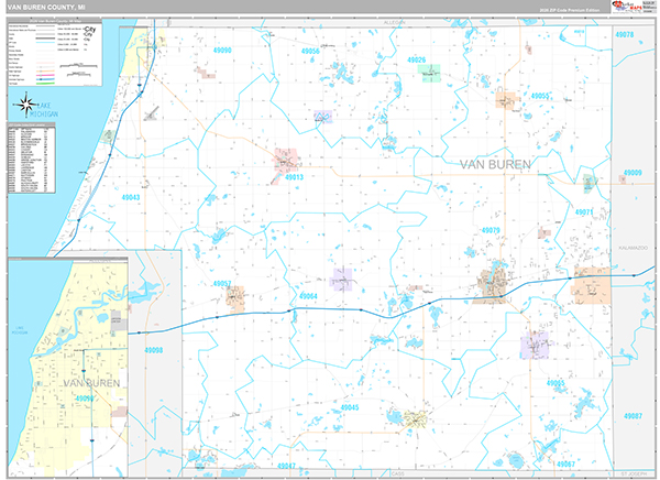 Van Buren County, MI Zip Code Map